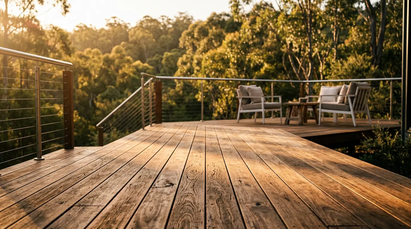 Carpentry Worx — QBCC-licenced Brisbane carpenter on-site building a hardwood deck